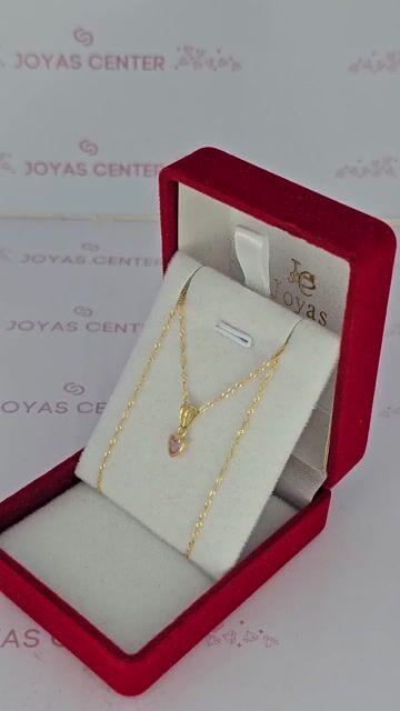 Video de Collar Oro 18k Dije Corazon Embutido Blanco Rojo Rosa C2026