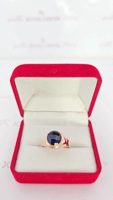 Video de Anillo Oro Rojo 18k Con Piedra Cubic Azul Encamisado C1953