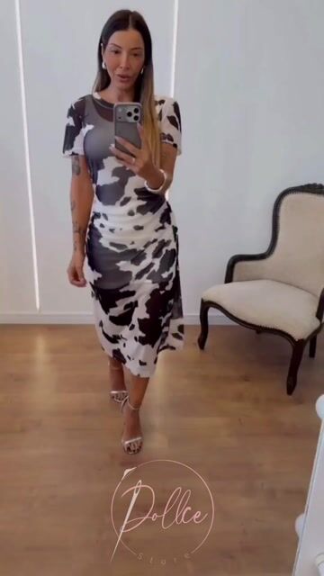 Vídeo de Vestido Pietra em Tule Estampado com Forro Romantic e Franzido Lateral