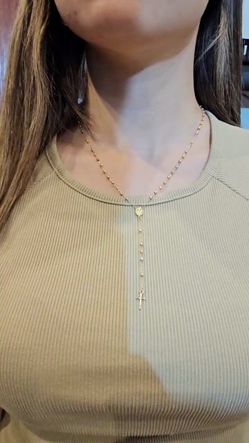 Video de Collar Religioso Rosario Oro 18k Tricolor 45cm 5 Gr 0i-c2212