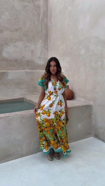 Video de Vestido longo boho limão siciliano Cod:003