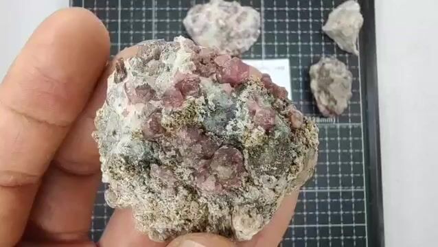 Video de 202 gr Granate Frambuesa de Coahuila (4 pz) - Minerales de Colección