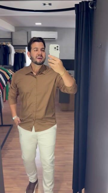 Video de Camisa Social ML Fibra Bambu Marrom