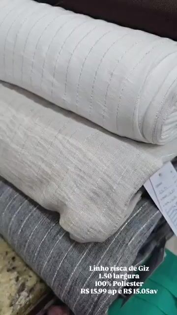 Vídeo de Tecido Linho Risca Giz Metallic | 1,50m Largura - 100% Poliéster