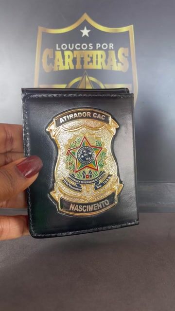 Video de Carteira em couro com 2 brasões - Atirador CAC personalizado com nome