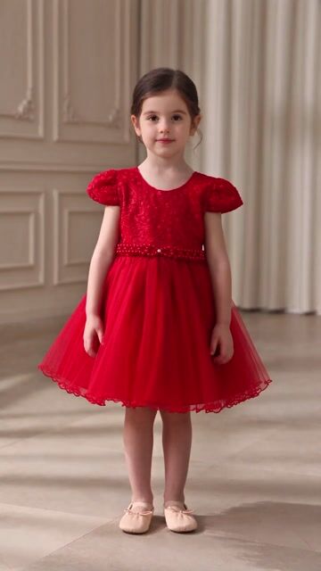 Vídeo de Vestido Festa Vermelho Casamento Formatura Daminha 1 ao 4