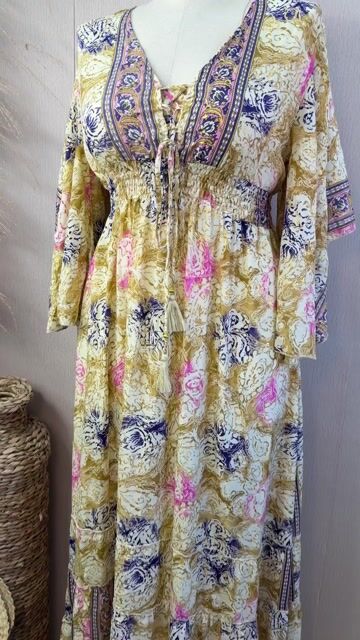 Video de Vestido longo boho fluido estampado Cod:KL49