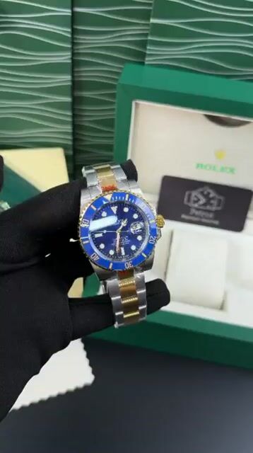 Video de Rolex Submariner 40mm - Dourado Mostrador Azul/Bezel Azul com dourado