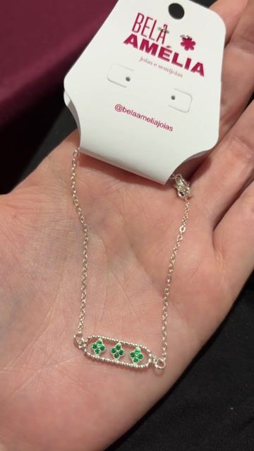 Vídeo de Pulseira 3 Trevos Pedrinhas Verdes Prata