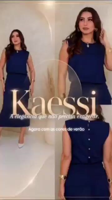 Vídeo de 6001 - Vestido Midi em Viscose Sarjada com Nervuras na Cintura