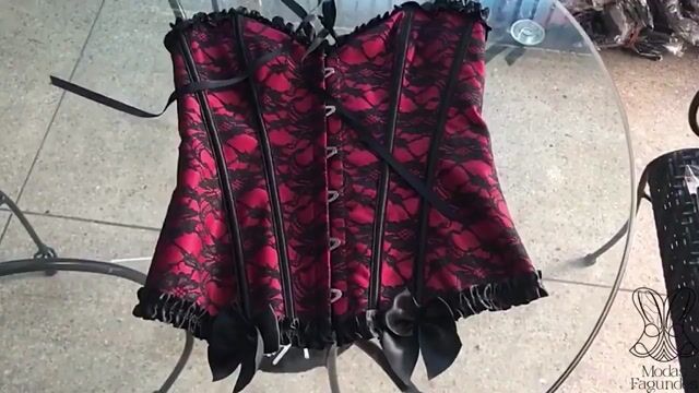 Video de Corpete Corset Espartilho Cinta Modela Cintura Floral Red
