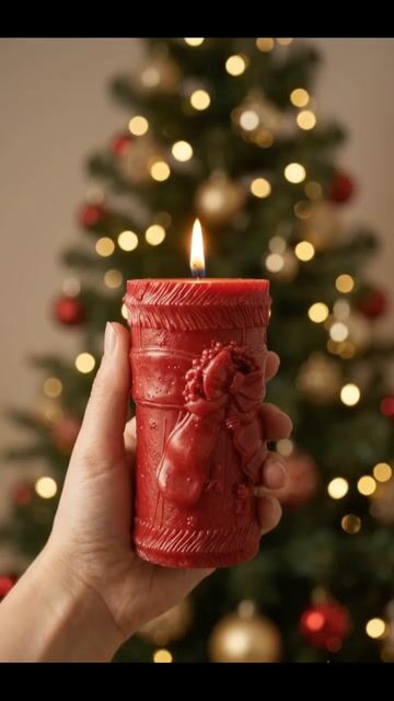 Video de Molde de Silicone Vela Cilíndrica de Natal Laço e Guirlanda Para Vela Artesanal Decoração Lembrancinha