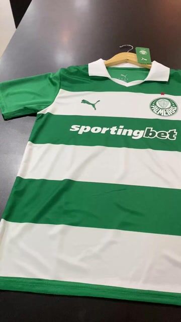 Vídeo de Camisa Palmeiras Listrada Verde+Branco Avanti 2025/26 Masculina