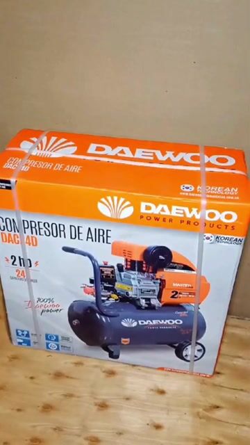 Video de Compresor de aire eléctrico portátil Daewoo DAC24D monofásico 24L 2hp 50Hz negro/naranja