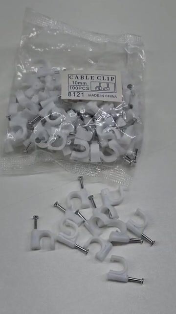 Vídeo de 500pcs Miguelão Fixa Fio Cabo Reforçado Prego 10mm Branco