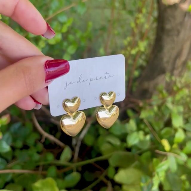 Video de Brinco Dois Corações | aço dourado