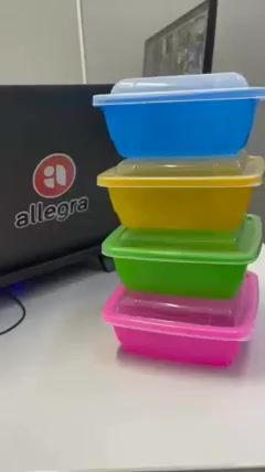 Video de Kit Potes quadrados 750ml Com Tampa Marmita Organizador De Alimentos