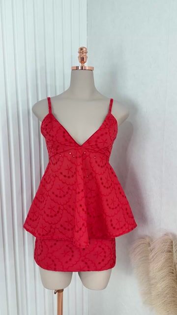 Video de Conjunto Hanna Laise algodão vermelho