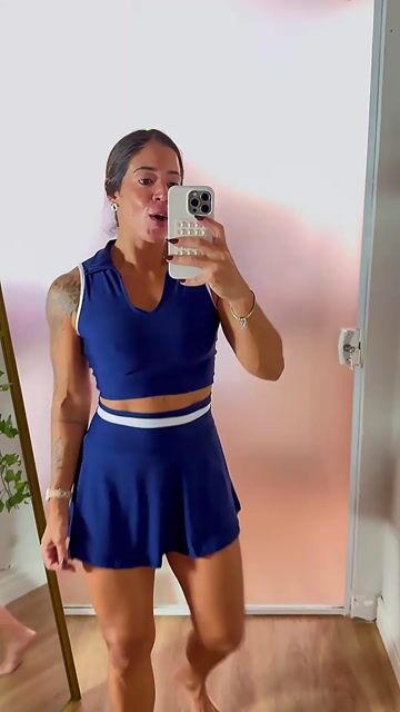 Vídeo de Conj Short Saia Tênis - M - Azul Marinho