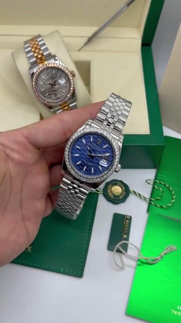 Video de Rolex Datejust - 40mm - Mostrador azul/ Bezel cravejado