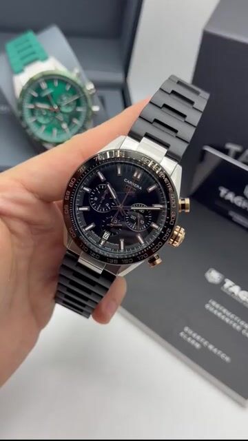 Video de TAG Heuer Carrera 44mm - AÇO COM ROSE/MOSTRADOR PRETO - SILICONE