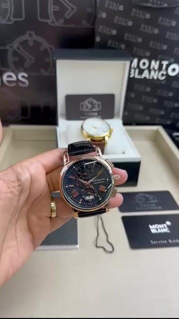 Video de Montblanc 44mm - AÇO ROSE/MOSTRADOR PRETO - COURO