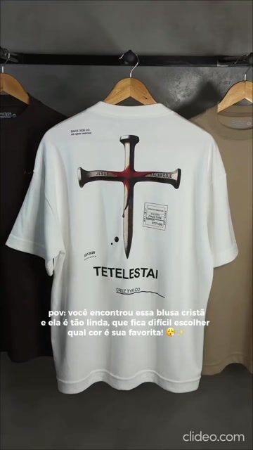 Vídeo de Camiseta Oversized Infantil Cristã "Tetelestai" Cruz Type