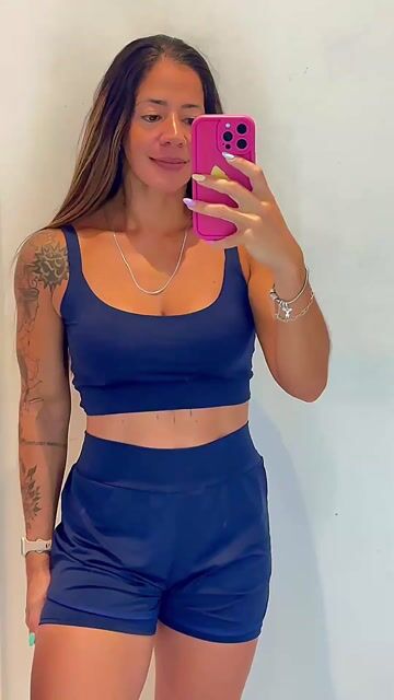 Vídeo de Conj Lana Short Duplo +Top - U -Azul Marinho