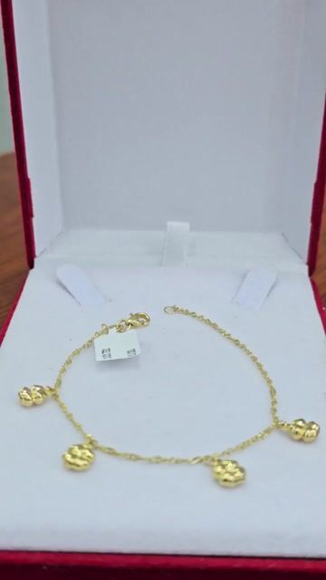 Video de Pulsera De Oro 18k 5 Tréboles De La Suerte Mosqueton C1730 Amarillo 2.8grs 18 Cm