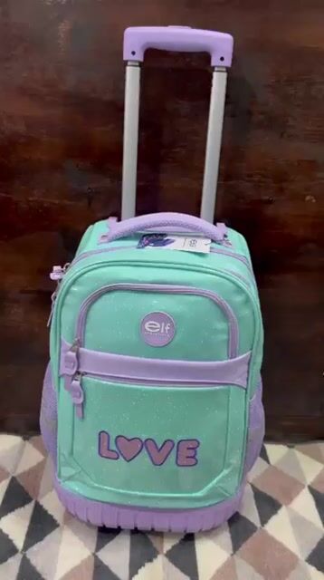 Video de MOCHILA ELF CON CARRO BASE DE GOMA glitter