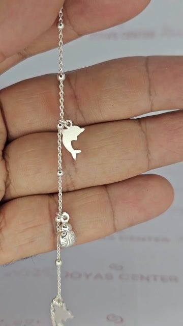 Video de Pulsera Plata 925 Vaquitas y Delfines 17 Cm Pd - C2255