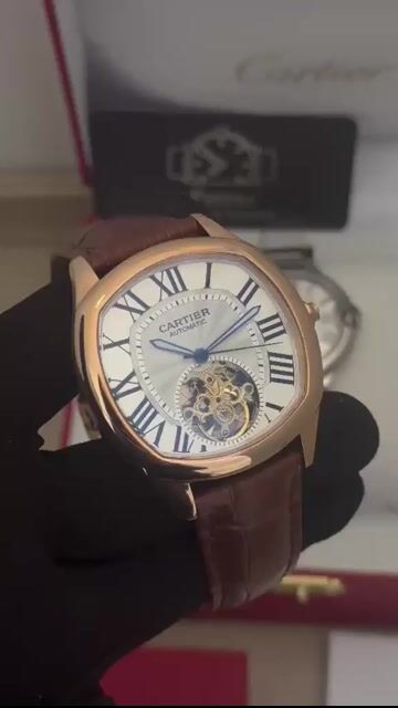 Video de Cartier Tourbillon 44mm - AÇO ROSE/MOSTRADOR BRANCO - COURO