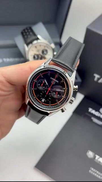 Video de TAG Heuer Chrono Carrera 44mm - AÇO/MOSTRADOR PRETO - COURO