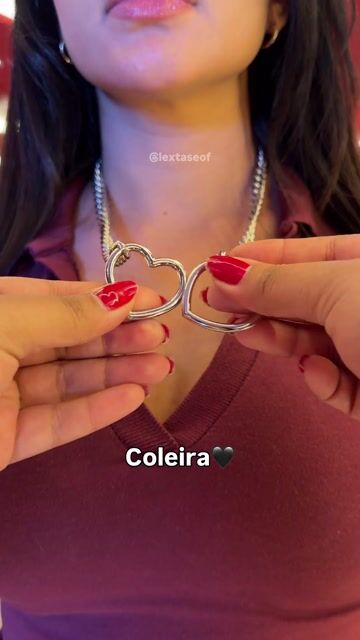 Vídeo de Coleira de Corrente com 2 Corações na Ponta