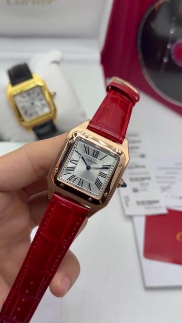 Video de Cartier Santos Dumont 35mm - AÇO ROSE/MOSTRADOR BRANCO - COURO