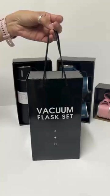 Video de Termo Acero Inoxidable 500 ml Con 3 Tazas Portátil Hermético