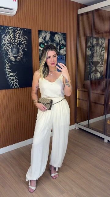 Video de CONJUNTO antonia regata + calça balloon poliviscose (off white)