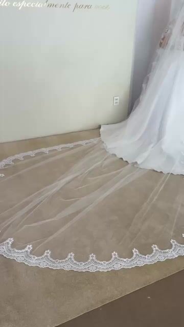 Video de Véu Inteiro Bordado 3.5m de renda paete