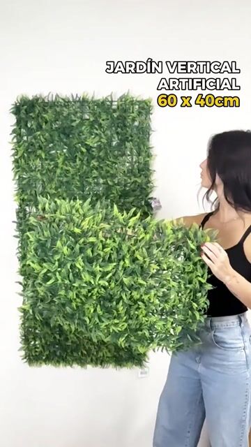 Video de Jardín Vertical 60x40cm Panel Tupido Helecho Artificial Verde Oscuro