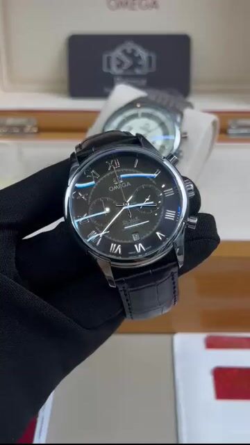 Video de Omega chronograph 45mm - AÇO PRETO/MOSTRADOR PRETO - COURO