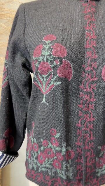 Video de Casaco de tear com estampa block Print Cod:10-preto