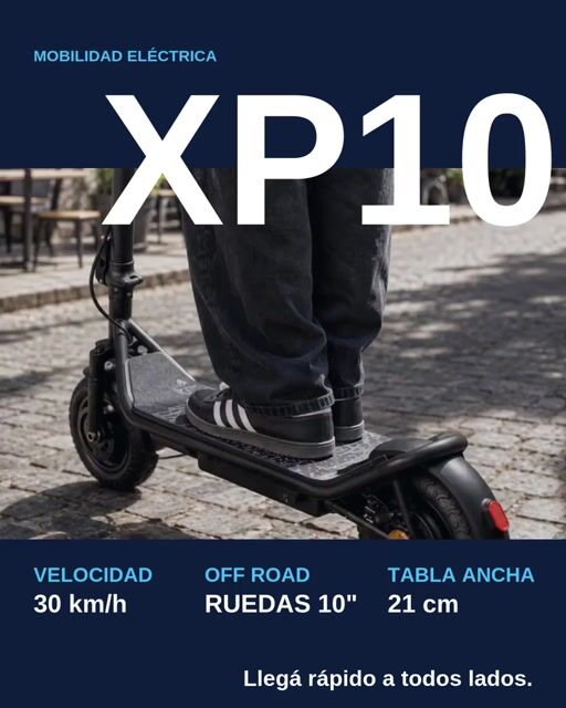 Video de Monopatín Eléctrico Xp10 con ruedas OFF Road