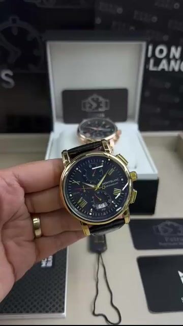 Video de Montblanc 44mm - AÇO DOURADO/MOSTRADOR PRETO - COURO