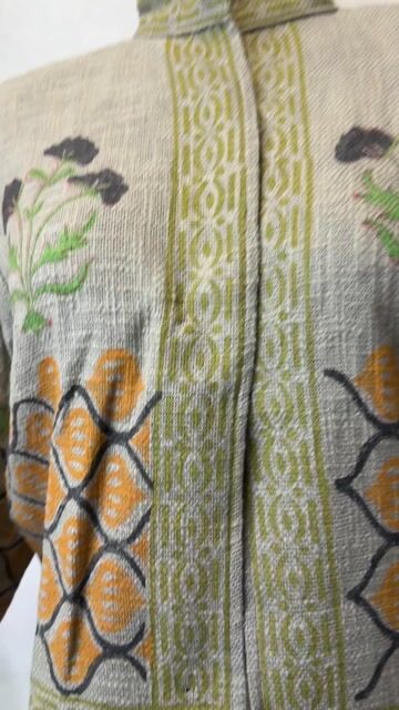 Video de Casaco de tear com estampa block Print Cod:10-cinza/mostarda