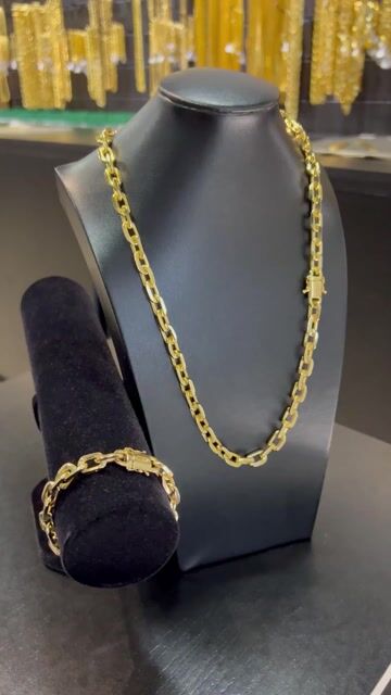 Vídeo de Kit Cordão E Pulseira Cadeado 10mm Banhado A Ouro 18K Premium
