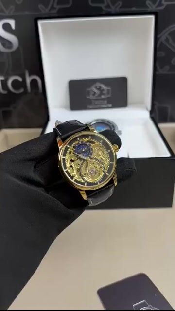 Video de Longlux Tourbillon 42mm - AÇO DOURADO/MOSTRADOR DOURADO - COURO