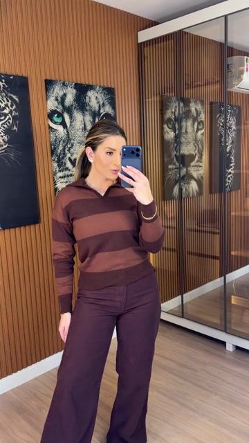 Video de Blusa Santorini polo tricot modal (marrom)