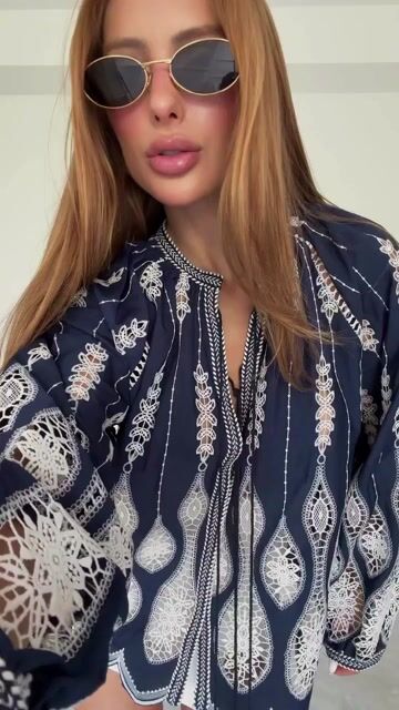 Vídeo de Blusa Bata Bordada com Amarração e Manga Longa