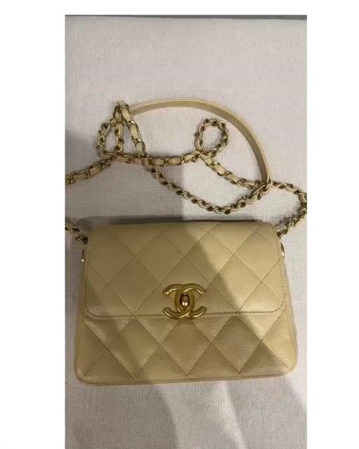 Vídeo de Bolsa Chanel Single Flap Caviar Bege Small