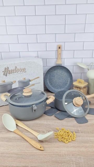 Video de Juego De Ollas Bateria De Cocina Antiadherente Hudson Granito